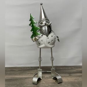 Metal & Ceramic Santa Gnome Tealight Candle Holder Holiday Christmas Décor 16”